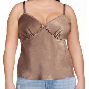 Silky Cami Top Faux Silk V Neck Babydoll Crochet Adjustable Straps 16-18, 20